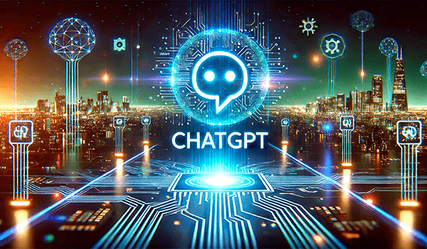 Hier ist das futuristische Widescreen-Bild von ChatGPT mit einem technologischen und modernen Look!